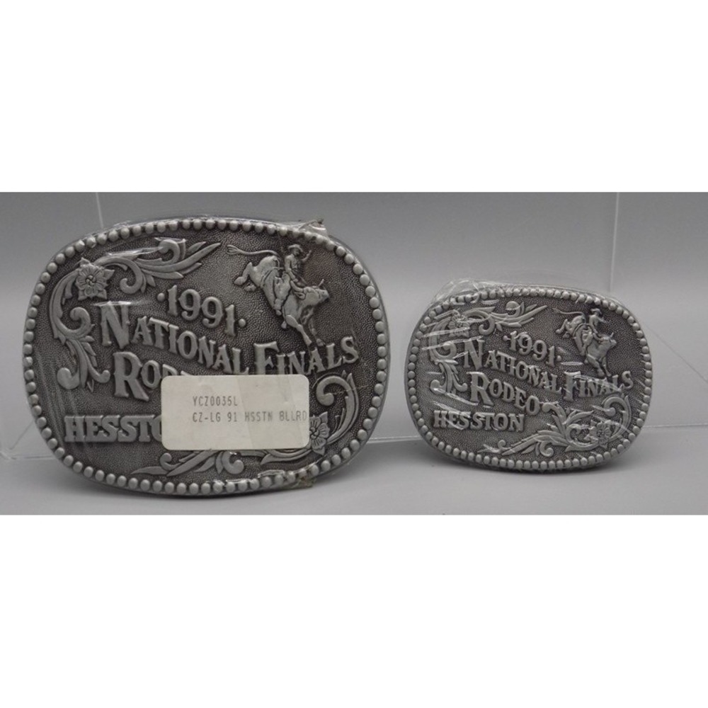 2 New Hesston National Finals Rodeo 1991 NFR Belt Buckles Vintage Sealed Rare